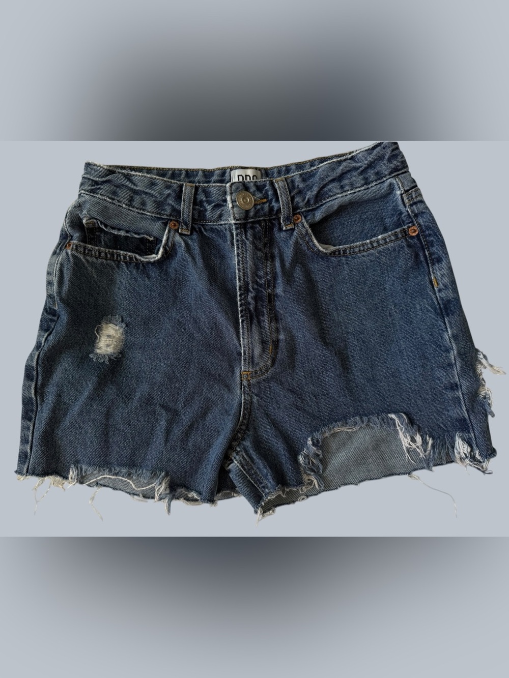 BDG Urban Outfitters Mom High Rise Distressed Denim Shorts 26 Raw Hem